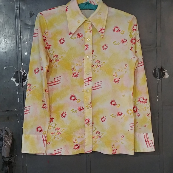 S/M Vintage Lerner Shops Print Blouse - Picture 8 of 8